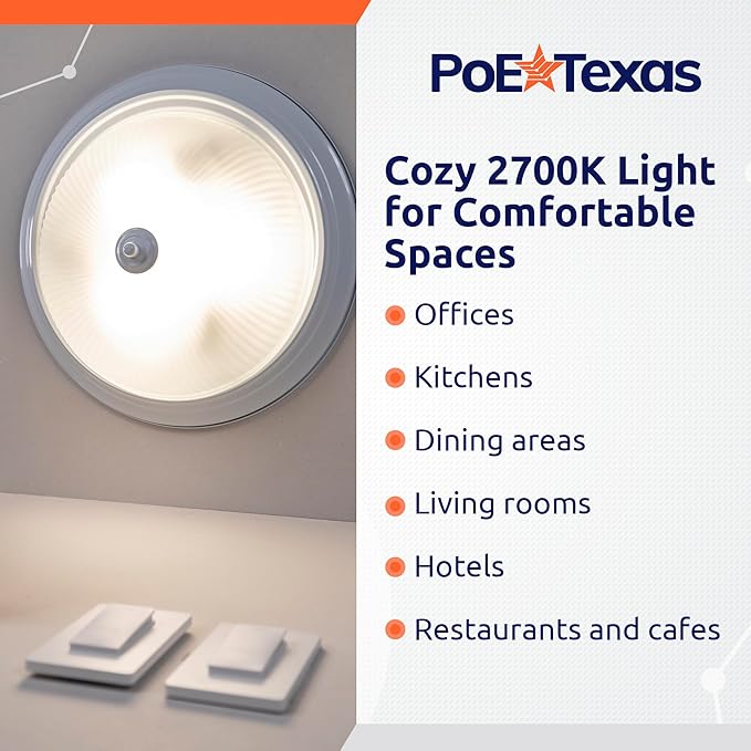 PoE Texas - PoE Lighting Plug and Play Kit with 24V LED Driver, 3X 2700K 6W LED Light Bulbs, Wireless Light Switch - Efficient 6 Watt led Light Bulbs, 40 Watt Equivalency, Soft Warm White A19 Bulb