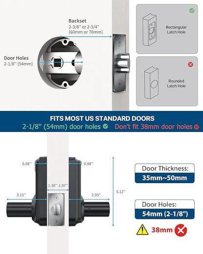 HIDALIFE Keyless Entry Door Lock, Keypad Door-Lock with Handle, Touchscreen, Auto-Locking, Anti-peep Password, Easy to Install for Front Door, Home, Office, Matte Black 2 Pack