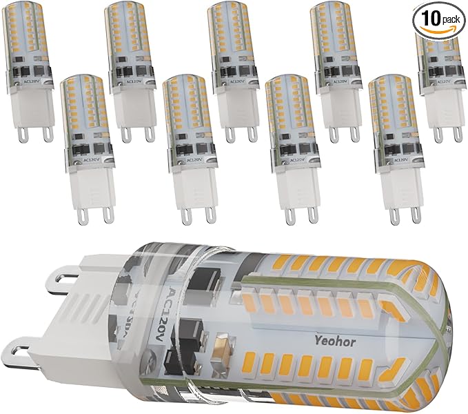 G9 LED Bulb 120V 3000K Warm White Bi-pin - 25 Watt Halogen Equivalent T4 Type 2 Pin Base Replacement for Range Hood Lights - G9 Appliance Bulb 25W - Wall Sconce Light Bulb G9 Lamp 120 Volt - 10 Pack