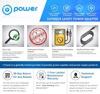 T POWER 12V Charger for Night Owl, Swann Lorex, Samsung, Q-See x 4 & 8 Channel LTE D1 DVR LTE-DVR4-R LTE-DVR8-R Indoor Outdoor Night Vision CCTV Cameras 12V Ac Dc Adapter Charger Power Supply