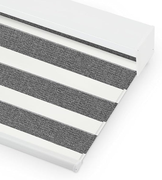 Bringnox Smart Motorized Zebra Roller Blinds - 85% Blackout, Remote Control, Works with HomeKit, Google Home & Alexa via Hub, Custom Size(85% Blackout Wave Black-37)
