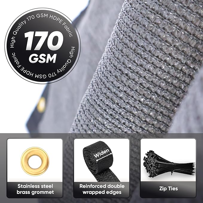 5'X96' Customized Fence Privacy Screen with 90% Blockage Cover Cloth for Pool Yard Patio Dark Grey