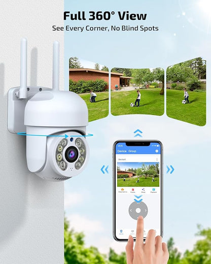 OHWOAI 《2-Way Audio & IP65 Waterproof》Wireless Outdoor PTZ Security Camera, Home WiFi Video Surveillance Cameras