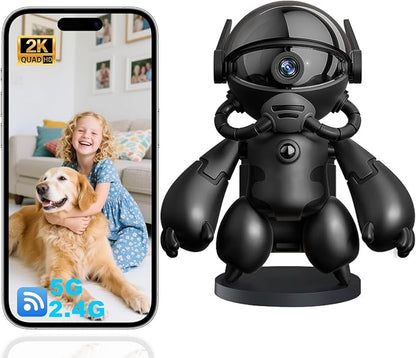 2K Indoor Camera Robot, 5G/2.4G WiFi Indoor Cameras for Home Baby Security