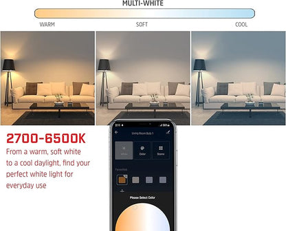 Energizer Connect Smart A19 LED Warm White Light Bulb with Voice Control and Remote Access Through Your Smartphone | Compatible with Alexa and Google Assistant, 4 Pack
