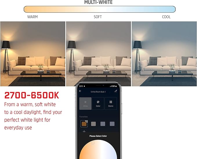 XTREME Energizer Connect Smart A19 LED Multi White Light Bulb with Voice Control and Remote Access Through Your Smartphone | Compatible with Alexa and Google Assistant, 4 Pack