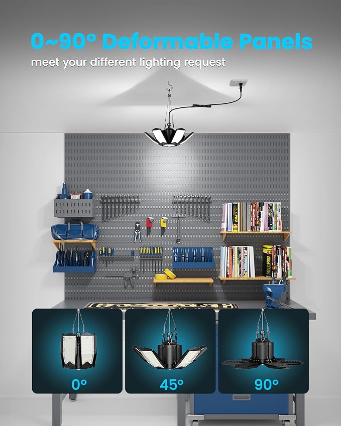 2-Pack Motion Sensor Garage Lights Plug in, 200W Super Bright Motion Activated Linkable LED Shop Light with Romote, 3 Modes Motion Sensor Light Indoor for Barn/Attic