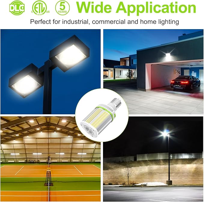 LED Corn Light Bulb 80W 64W 48W Adjustable, E39 Base LED Light Bulb 5700K 5000K 4500K, DLC ETL Listed 12,000LM Commercial High Bay Fixture for Warehouse Shoebox Park lot Area Lighting, AC 100V-277