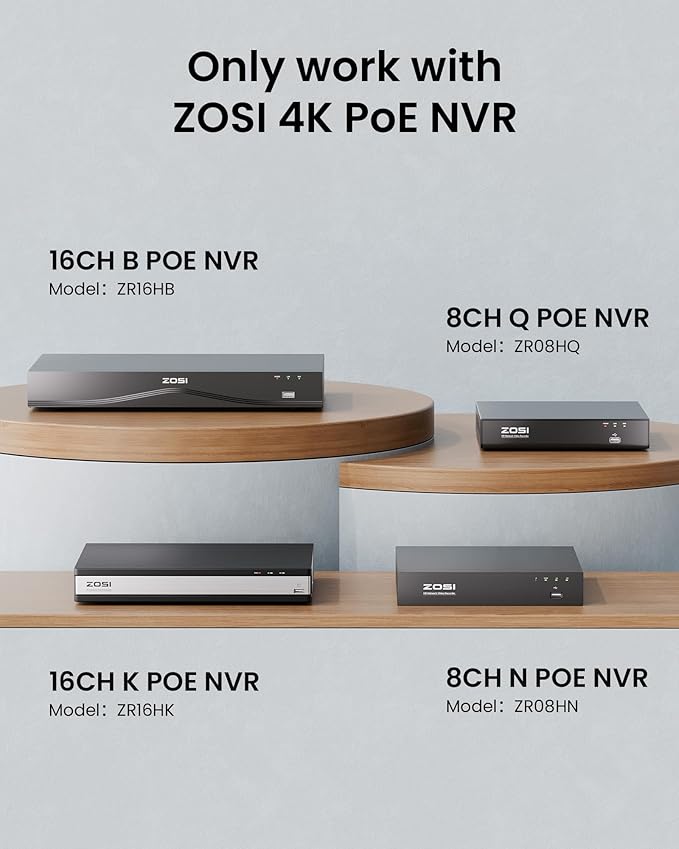 ZOSI 4K PoE Add on Security Camera,8MP Indoor Outdoor Bullet CCTV Surveillance IP Camera with Person Vehicle Detection,One-Way Audio,Metal Housing,Only Compatible with Same Brand 8MP/4K POE NVR