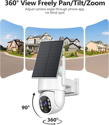 Gianteye 2K Solar Security Cameras Wireless Outdoor, 5G&2.4GHz Cameras for Home Security, Outdoor Security Camera, Color Night Vision, PTZ Human Detection, 2 Packs