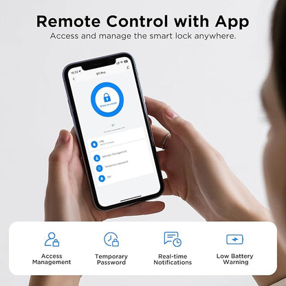 TCL D1 Pro Palm Vein Smart Lock, Keyless Entry Door Lock, Upgraded Rechargeable Battery, Front Door Smart deadboalt, App Remote Control, Auto-Lock, Waterproof, Works with Alexa