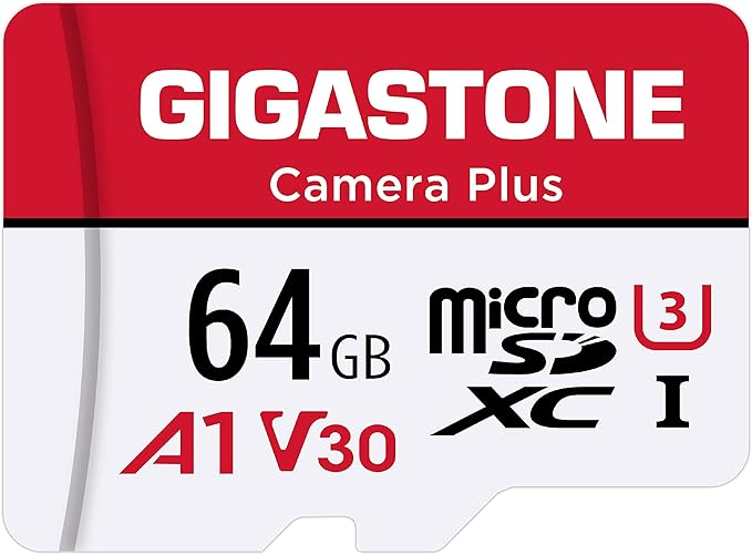 GIGASTONE 64GB Micro SD Card, Camera Plus, MicroSDXC Memory Card for Wyze Cam, Security Camera, Smartphone, Fire Tablet, 4K Video Recording, UHS-I U3 A1 V30, 95MB/s, with Adapter