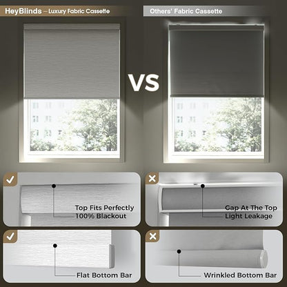 HeyBlinds Motorized Blinds with Remote, 100% Blackout Smart Blinds, Automatic Shades for Windows Compatible with Alexa Google and Homekit, Custom Size(Manner-Charcoal BO)