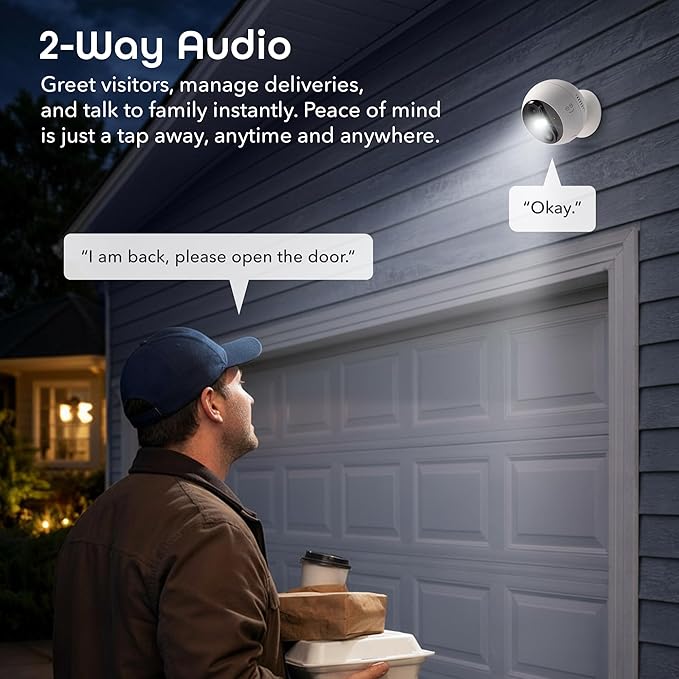 Geeni Perch 3MP Smart Magnetic Battery Camera – 2K HD Outdoor Wireless Security Camera with Color Night Vision, LED Spotlight, 2-Way Audio, & IP66 Weatherproof – Works with Alexa & Google Assistant
