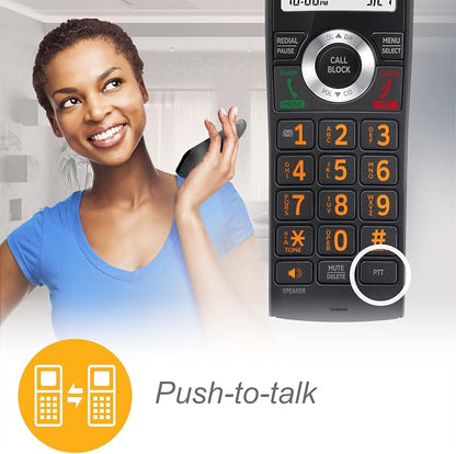 AT&T CL82519 DECT 6.0 5-Handset Cordless Phone for Home with Answering Machine, Call Blocking, Caller ID Announcer, Intercom and Long Range, Black