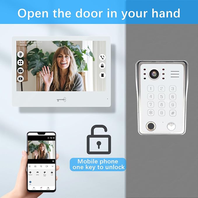 WiFi Video Door Phone Apartment Intercom System,2 Unit 10 Inch Wired Touch Monitor with 1080P HD Doorbell Camera,Supporting 5 in 1 Unlcking,Motion Detecting Tuya for Home Villa,32G