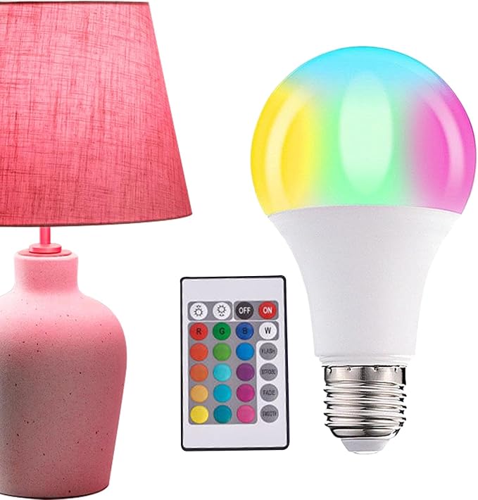 Color Changing Light Bulb - Lampshade Buld Head with Multicolors RGB, E27 Screw Base Bulb | 5W Color Changing Light Bulbs E27 Base Smart Light Bulbs Remote Controled for Lamps Decoration Household