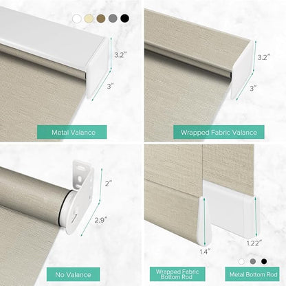 Motorized Roller Shades, Light Filtering Remote Control Custom Window Shades Compatible with Alexa Google Assistant via RF Hub, Rechargeable Electric Blinds for Windows (Texture Dark Coffee)