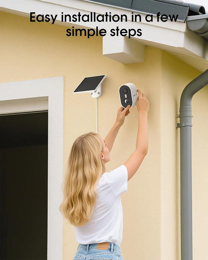 ARCCTV Security Camera Wireless Outdoor, 4MP Recharge Battery Powered WiFi Camera with Solar Panel, Motion Detection, Color Night Vision, 2-Way-Audio, 2.4G/5G Dual Band WiFi