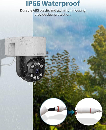 《4K/8.0 Megapixel & Smart Auto Tracking》Wired PTZ Security Camera System, 4K POE Cameras Systems for Home Video Surveillance DVR Kits