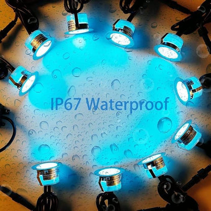 Sumaote LED Deck Lights Kit RGBW 30pcs Φ1.22 Low Voltage Recessed Deck Lamp In-ground Lights Waterproof Outdoor Yard Path Stairs Steps Landscape Decor, Multicolor & Warm White Lighting, Black Shell