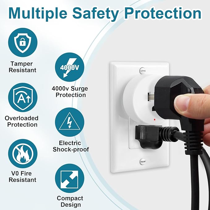 Greencycle Wireless Remote Control Outlet Plug with Switch,On Off Outlet Switch for Light,15A,Renmote Control for Indoor Lights,Lamps,Household,300ft Long Range,No Wiring,White,1SW+4Outlets