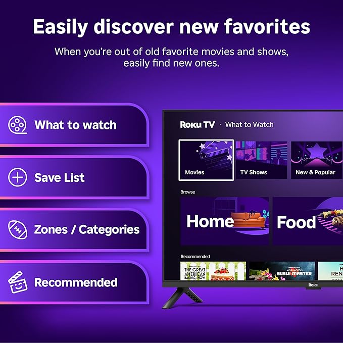 Roku Smart TV 2026 – 32-Inch Select Series, 720p HD TV – Roku TV with Voice Remote – Flat Screen LED Television with Wi-Fi for Streaming Live Local News, Sports, & Movies – Bluetooth Headphone Mode