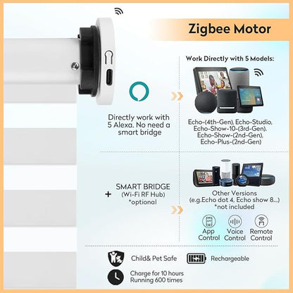 ACMEART Motorized Blinds Rechargeable Motors, 25mm Tubular Smart Motors for Window Shades (Zigbee Motor)