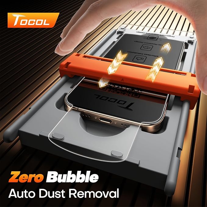 TOCOL for iPhone 16 Pro Screen Protector Zero Bubble Auto-Dust Removal 9H+ Hardness Tempered Glass for Full Coverage Easy Installation 6.3-Inch 2 Pack