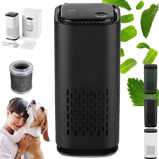 Puppy Mothers Pet Air Purifier, Air Purifier with HEPA 3-in-1 Filter, Quiet 360° Intake Air Cleaner for Smoke,Pet Hair,Odor, Portable Air Purifier for Office Bedroom Car (Black)
