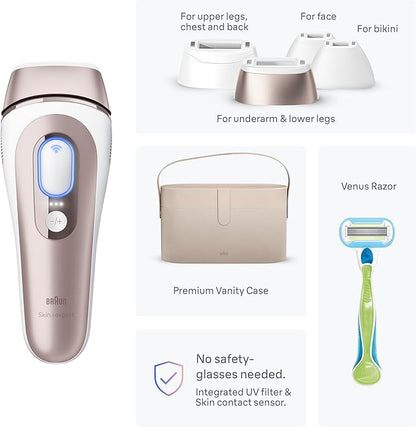 Braun Smart IPL, Skin i·Expert Pro 7, VOGUE's Best Hair Removal Device, IPL Hair Removal for Women and Men, Permanent Laser Hair Reduction At-Home, World's 1st Smart App, 4 Heads, IPL7387