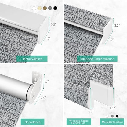 Motorized Roller Shades, 10O% Blackout Remote Control Custom Window Shades Compatible with Alexa Google Assistant via RF Hub, Rechargeable Electric Blinds for Windows (Texture Black Grey)