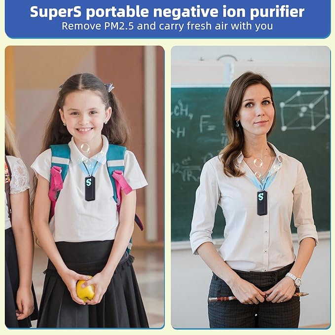 Portable Neck Negative Ion Generator - USB Rechargeable Personal Air Purifier for Travel, Office & Commute