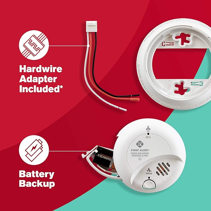 First Alert BRK SC9120B-6 Hardwired Smoke and Carbon Monoxide Detector (CO) with Battery Backup. 6-Pack , White