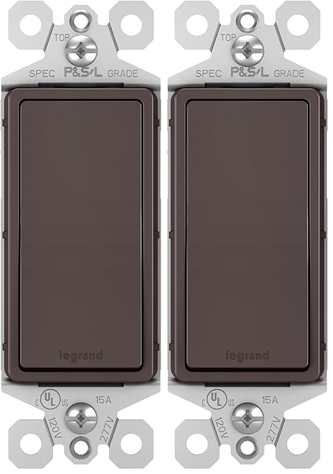 Legrand - Pass & Seymour Radiant 15 Amp Light Switch, 3 Way Light Switch, Dark Bronze Paddle Rocker Switch, TM873DBCC10, 1 Count (Pack of 2)