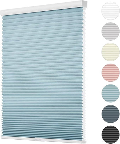 Changshade Cellular Shades Light Filtering Cordless Custom Size, Honeycomb Door Window Blinds 1.5 inch Cell Pleated Easy to Install for Home, Office, Apartment, House, Bedroom, Nursey, Blue