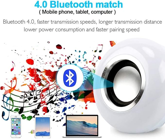Lighting LED+ Color Changing Speaker LED Light Bulb with Remote Control and APP, Soft White, Comes with B22 Socket