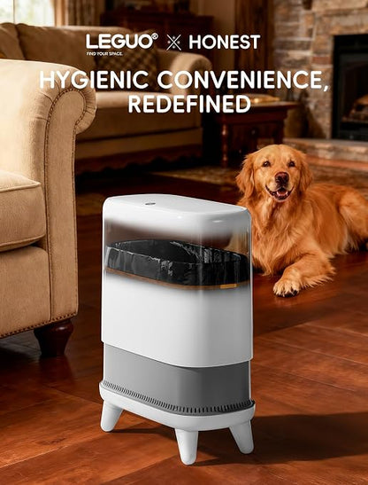 Dog Proof Small Bathroom Trash Can with Lid, Slim Press Top Garbage Can, Narrow White Plastic Waste Basket, for Bathroom Bedroom Office Raised Legs 4.8 Gal with 5 Roll 75 Trash Bags