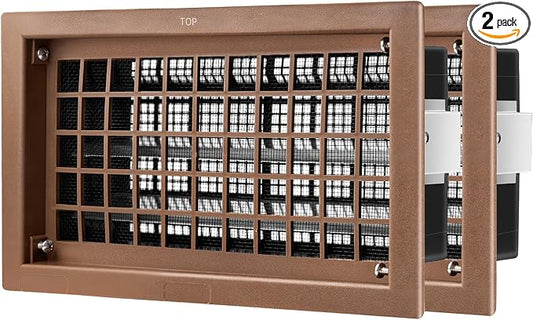 Crawl Space Foundation Vent Cover Automatic 8x16 Inch, Brown 2 Pack | Auto Open/Close at 40°F-70°F, Freeze Protection & Energy Saving, DIY Replacement for House, Mobile Home & Skirting, Plastic