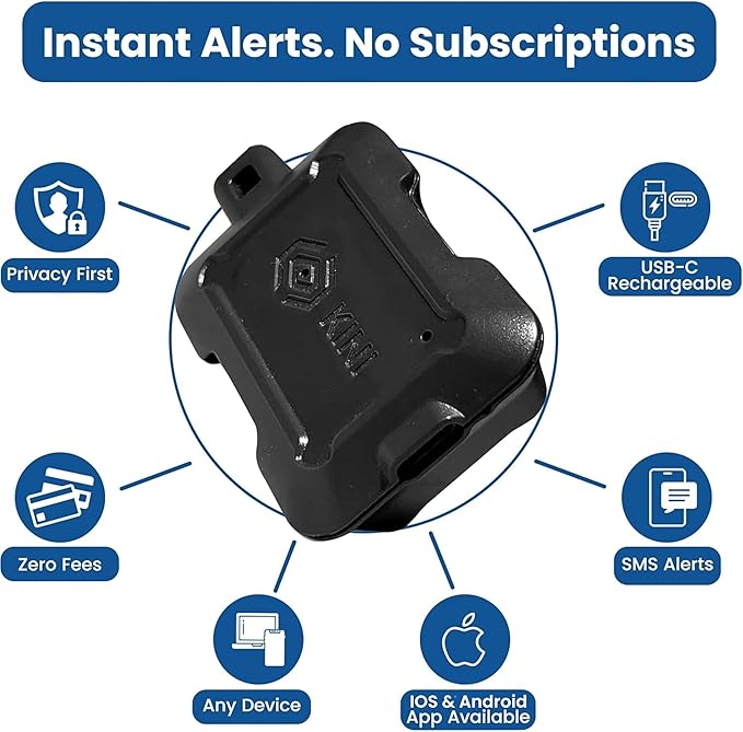 Kini Safe Alert Wi-Fi Motion Sensor Alarm - Real-Time App, SMS & Email Alerts - Gun Safes, Cabinets, Drawers - Easy Install, No Subscription, Rechargeable 12-18 Month Battery, IFTTT, USA-Made