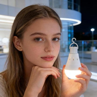 Rechargeable Emergency LED Light Bulb, Wireless Portable Bulb with Hook, Multi-Purpose One-Click Lighting, Water Activated, 7cm x 14cm