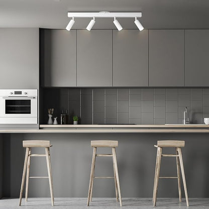 Globe Electric 64000120 28" 4-Light LED Integrated Track Lighting, Matte White, Adjustable Pivoting Track Heads, 37W, 1600 Lumens, 3000 Kelvin, Dimmer Switch Compatible, Modern Ceiling Fixture
