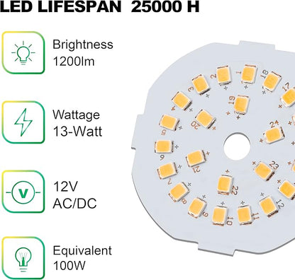 LED 12V Light Bulb, 100W Equivalent, Soft White 2700K, 13W 1200 Lumens, 12 Volt AC/DC, Non-Dimmable, E26 Base, Low Voltage Light Bulbs for Boat, RV, Shed, Off Grid Cabin, and Solar Power, 4-Pack