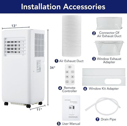 GarveeLife Portable Air Conditioner,10,000 BTU for Rooms up to 450 Sq.Ft., Smart Compact AC Unit with Cooling, Dehumidifier, Fan, Remote Control and Window Kit, White
