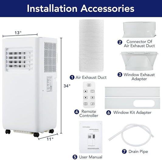 GarveeLife Portable Air Conditioner,10,000 BTU for Rooms up to 450 Sq.Ft., Smart Compact AC Unit with Cooling, Dehumidifier, Fan, Remote Control and Window Kit, White