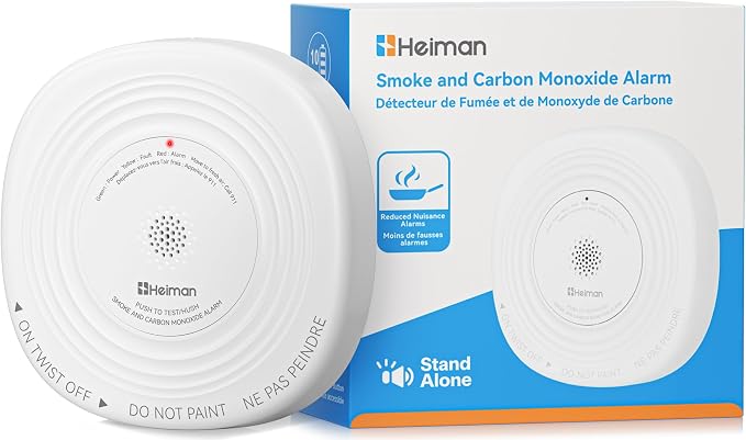 Heiman Smoke Detector Carbon Monoxide Detector Combo 10-Year Sealed Battery | UL 217 10th/UL 2034 5th Certified/85 dB Alarm, Photoelectric Fire Smoke Alarm & CO Detector for Home Hotel Rental Apartment