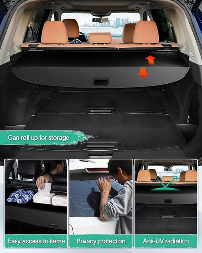 Powerty Cargo Cover for Nissan Rogue 2026 2021-2025 Platinum S SL SV, Trunk Cover Retractable Trunk Shielding Shade Rogue Accessories Cargo Luggage Cover No Gap(Not for Rogue Sport/Select)
