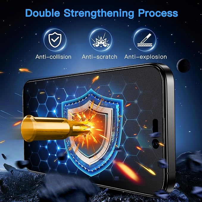 Uyiton for iPhone 15 Pro Max Matte Privacy Screen Protector - Anti-Fingerprint [Easy to Install] Anti-Spy Shatterproof Full Coverage 9H Tempered Glass Screen Cover, 2 Pack