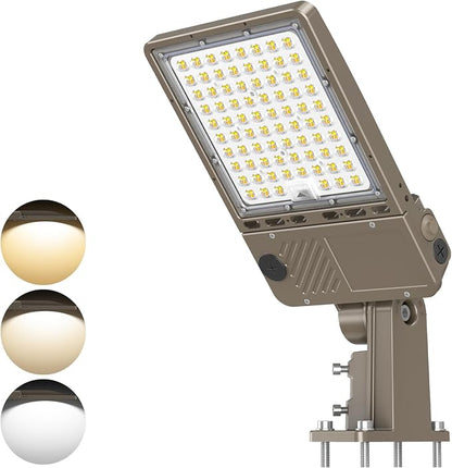150W LED Parking Lot Light 22500LM, Power Tunable & 3CCT (3000K-5000K) ETL Listed LED Pole Light IP65 Super Bright Commercial Flood Light with Photocell Arm & Slip Fitter Mount, AC100-277V