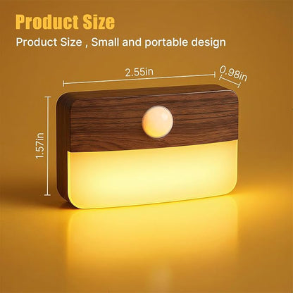 Guankai 16 Pack Motion Sensor Stair Light for Indoor, Battery Operated Closet Lights, Wireless Stick on Anywhere Hallway Lamp, Portable Led Night Lamps for Bedroom Under Cabinet Kitchen, Wood Grain